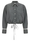 Ganni Cropped Shirt With Lace