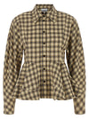 Ganni Check Flannel Peplum Shirt