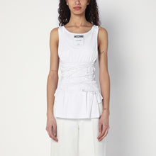  Moschino White tank top in cotton with laces