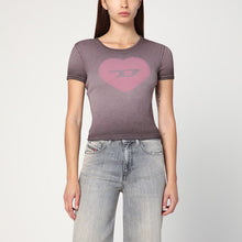  Diesel T-Ele T-shirt in washed purple stretch cotton