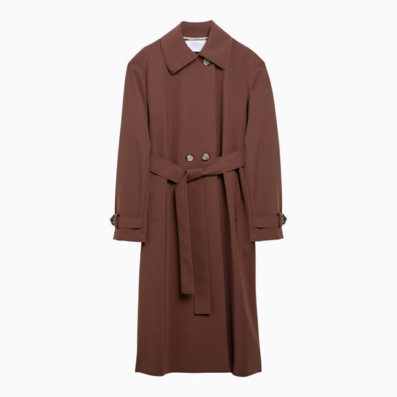Harris Wharf London Trench-coat marron à double boutonnage avec ceinture