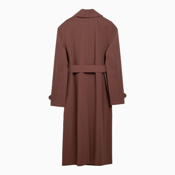 Harris Wharf London Trench-coat marron à double boutonnage avec ceinture