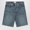 AGOLDE Raw-cut blue denim shorts