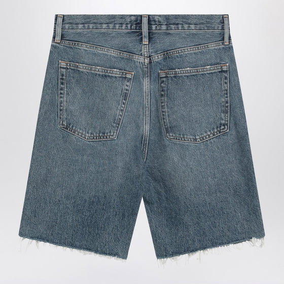 AGOLDE Raw-cut blue denim shorts