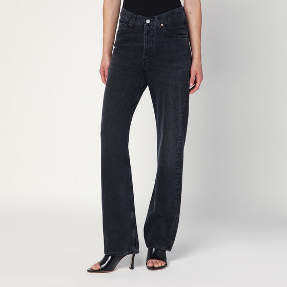 AGOLDE Black V-Waist Kelly jeans in recycled denim