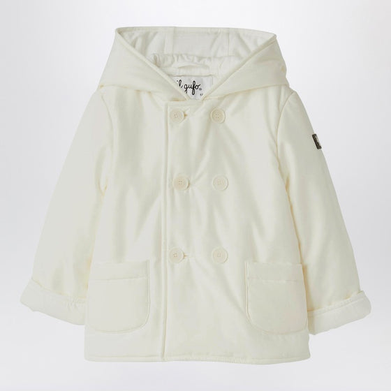 Il Gufo White microfibre double-breasted jacket