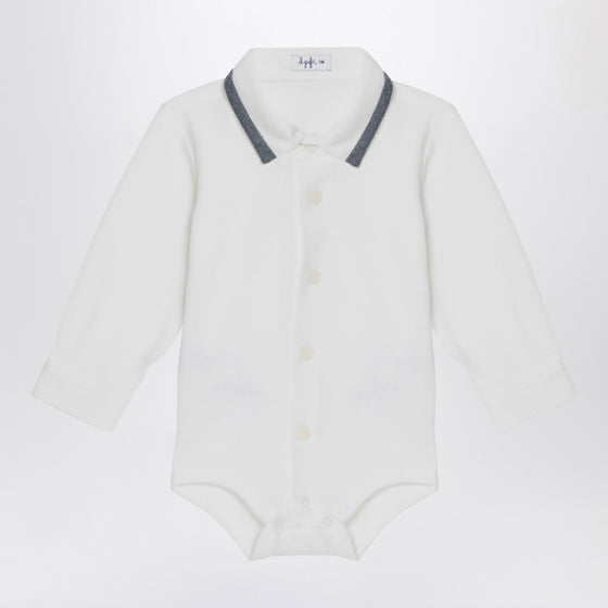 Il Gufo Milk-white cotton shirt bodysuit