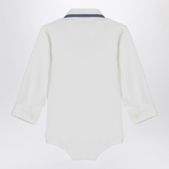 Il Gufo Milk-white cotton shirt bodysuit