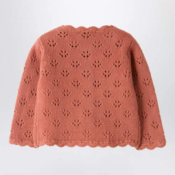 Il Gufo Pink cardigan with openwork pattern