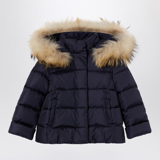 Il Gufo Blue nylon hooded down jacket