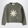 Il Gufo Grey wool sweater with snowflake motif