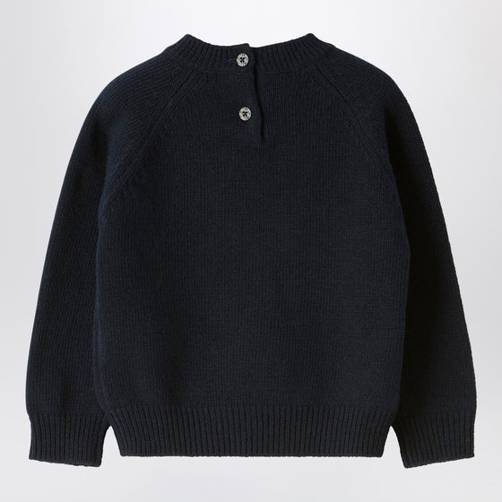 Il Gufo Blue wool sweater with dachshund
