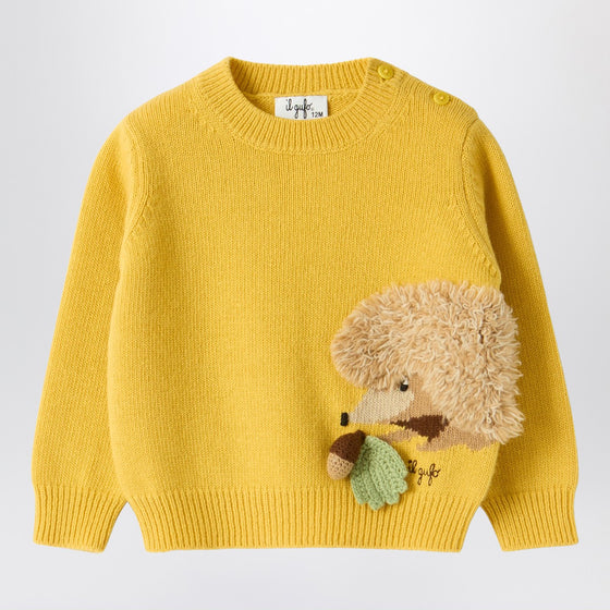 Il Gufo Yellow wool sweater with curly texture