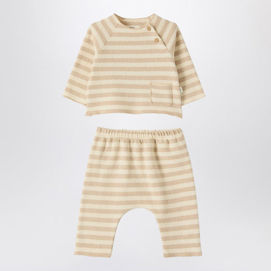 Teddy & Minou Two-piece beige striped knit set