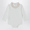 Teddy & Minou White bodysuit with neckline and floral print