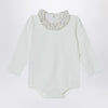 Teddy & Minou White bodysuit with neckline and floral print