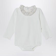  Teddy & Minou White bodysuit with neckline and floral print