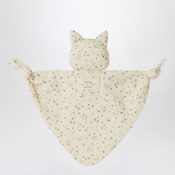 Teddy & Minou Avio blue floral doudou with kitten