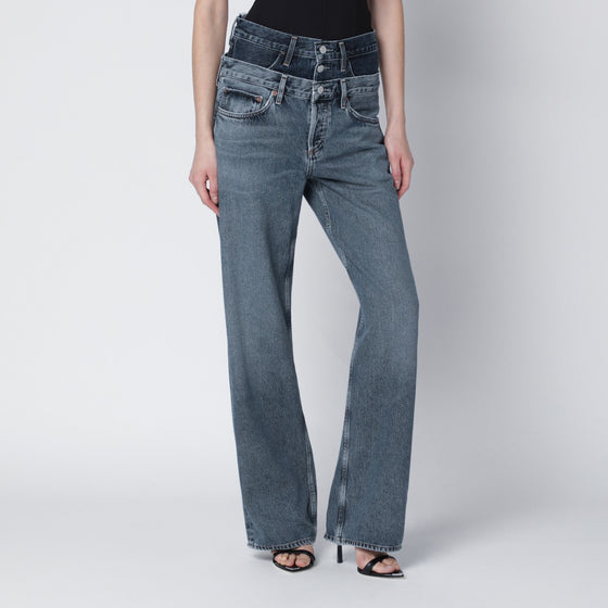 AGOLDE Elson jeans with double waistband in dark/light indigo