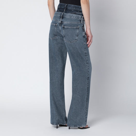 AGOLDE Elson jeans with double waistband in dark/light indigo