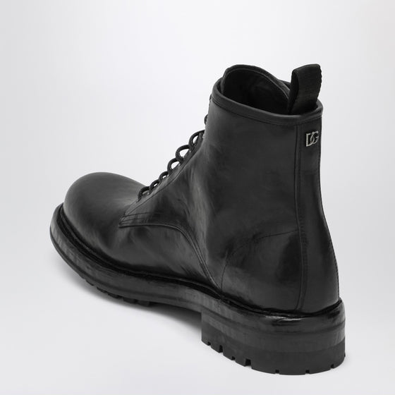 Dolce & Gabbana Dolce&Gabbana Black lace-up leather ankle boot
