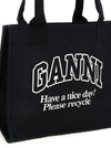 Ganni Large Easy Shopper Contrasted Logo Shopping Bag