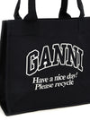 Ganni Large Easy Shopper Contrasted Logo Shopping Bag