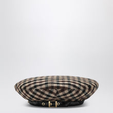  GANNI Brown check wool beret