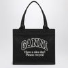 GANNI Large black canvas tote bag