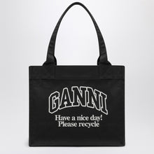  GANNI Large black canvas tote bag
