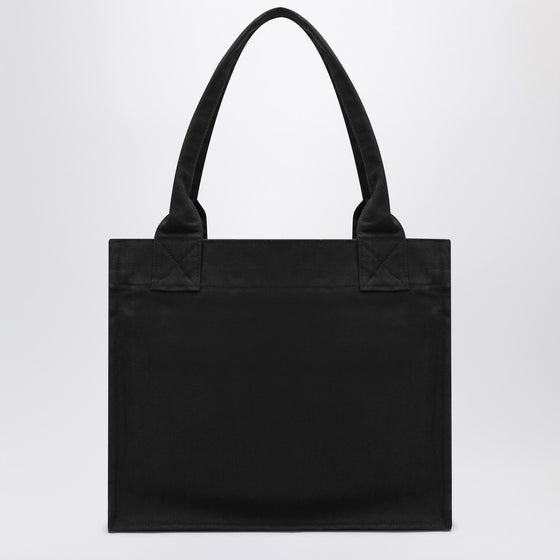 GANNI Large black canvas tote bag