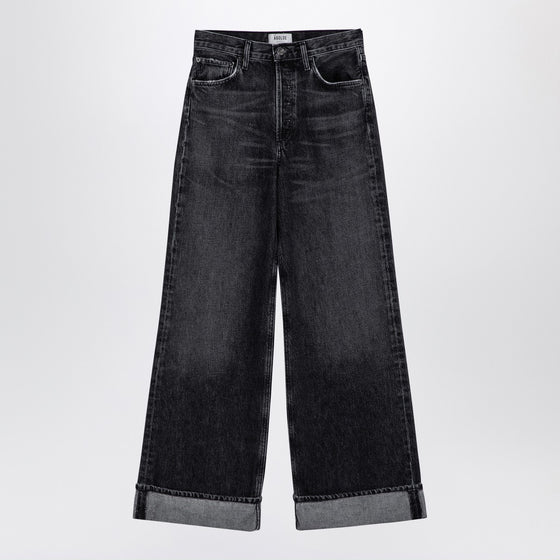 AGOLDE Dame dark grey wide ribbed denim jeans