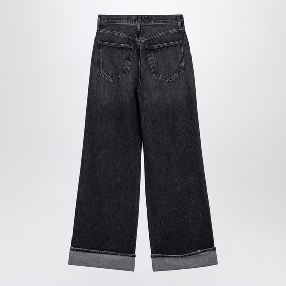 AGOLDE Dame dark grey wide ribbed denim jeans