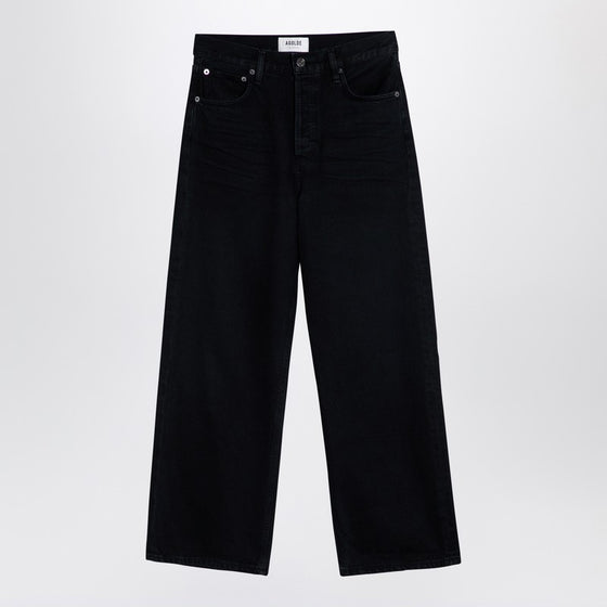 AGOLDE Wide black jeans in organic denim
