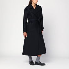  Harris Wharf London Navy blue wool wrap coat
