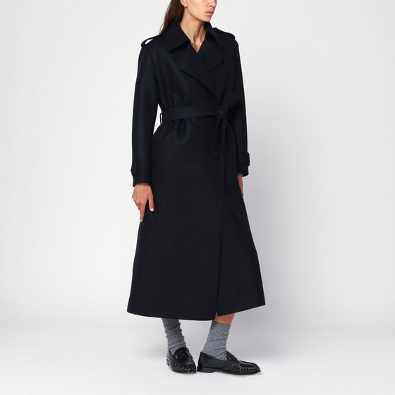 Harris Wharf London Navy blue wool wrap coat