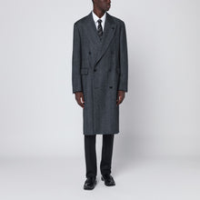  Lardini Grey herringbone double-breasted coat