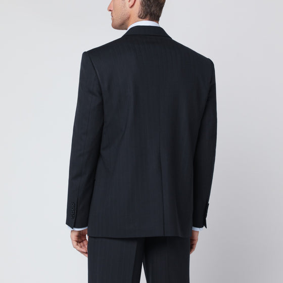 Lardini Single-breasted blue wool blend jacket