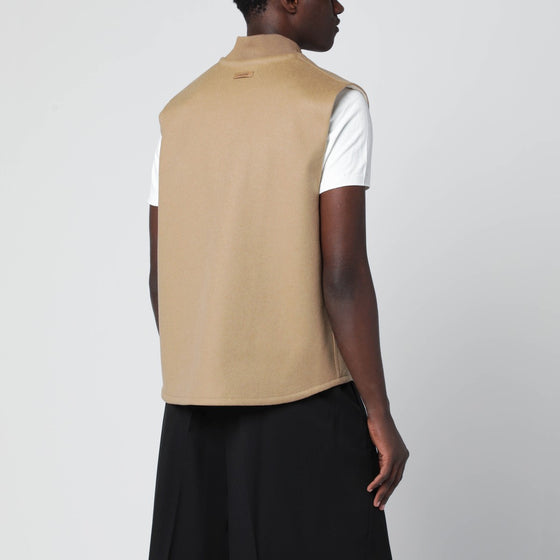 Lardini Beige wool zip gilet