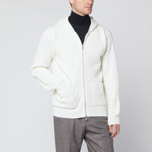  Lardini White wool and cashmere hooded cardigan