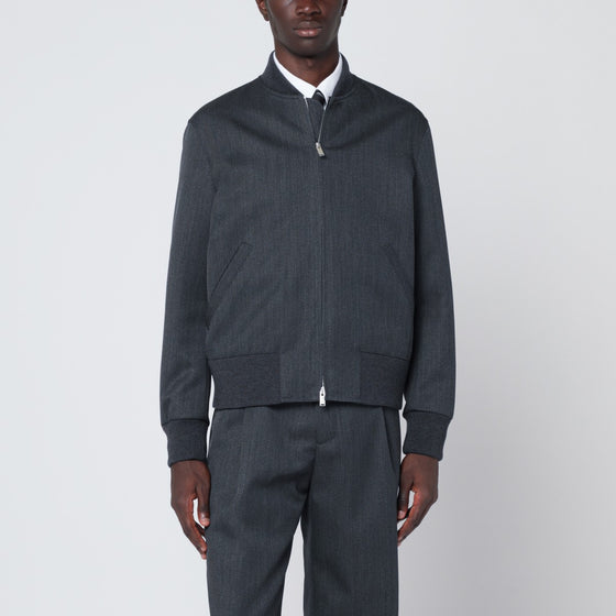 Lardini Grey wool zip bomber