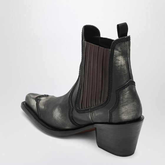 Magliano X D2 Black cowboy ankle boots with heel