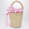Patou Vanilla straw bucket with logo