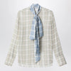 Acne Studios Silk blouse with scarf Green/orange