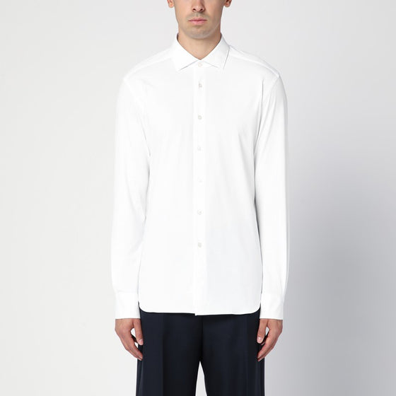 XACUS White slim-fit twill Active shirt
