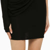 ANDREĀDAMO Black viscose one-shoulder dress with drape