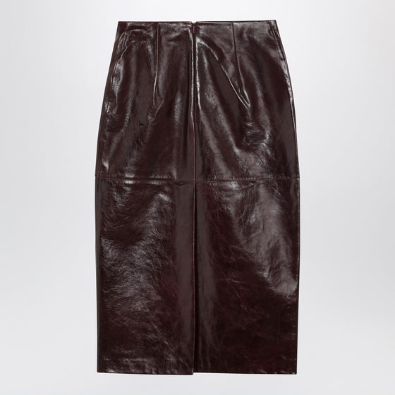 Sportmax Burgundy leather pencil skirt