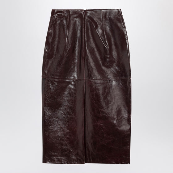 Sportmax Burgundy leather pencil skirt