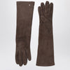 Max Mara Long brown suede nappa gloves