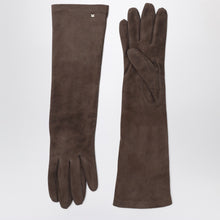  Max Mara Long brown suede nappa gloves